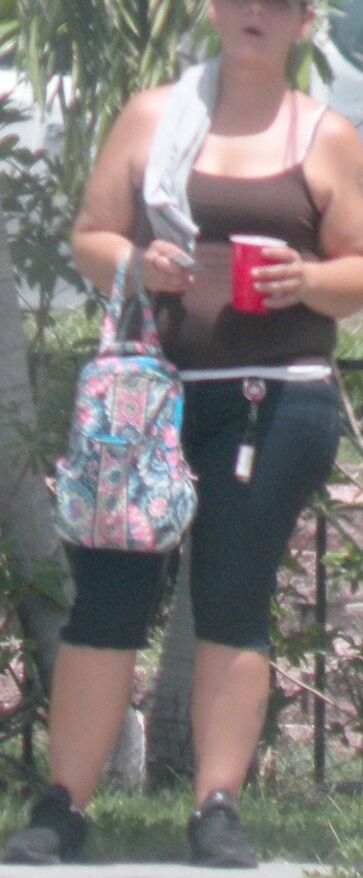 FL stuffed chubby hottie waiting for bus BELLY OVERHANG & HOT! 20 of 28 pics