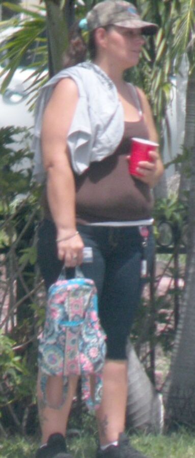 FL stuffed chubby hottie waiting for bus BELLY OVERHANG & HOT! 2 of 28 pics