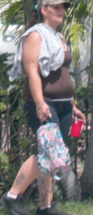 FL stuffed chubby hottie waiting for bus BELLY OVERHANG & HOT! 9 of 28 pics