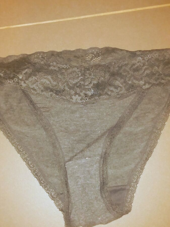 Her new gray lase cotten panties 1 of 4 pics