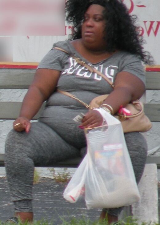 Ebony BBW with a big belly and TIGHT OUTFIT Ball Buster HOT 4 of 14 pics