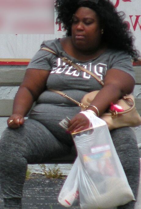 Ebony BBW with a big belly and TIGHT OUTFIT Ball Buster HOT 3 of 14 pics