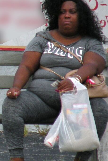 Ebony BBW with a big belly and TIGHT OUTFIT Ball Buster HOT 6 of 14 pics
