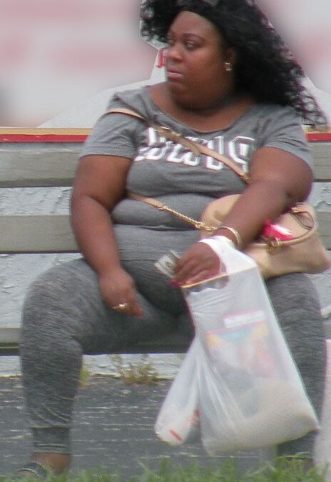 Ebony BBW with a big belly and TIGHT OUTFIT Ball Buster HOT 10 of 14 pics