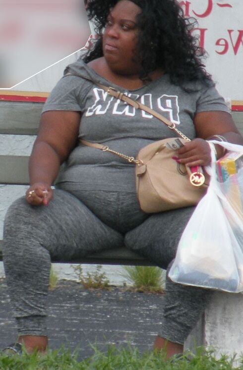 Ebony BBW with a big belly and TIGHT OUTFIT Ball Buster HOT 8 of 14 pics