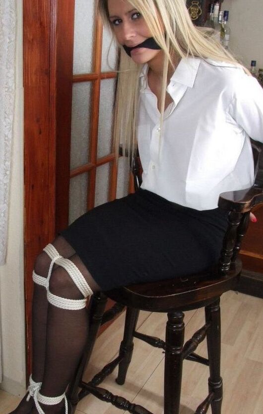 Bound in A Black Skirt And White Top  3 of 799 pics