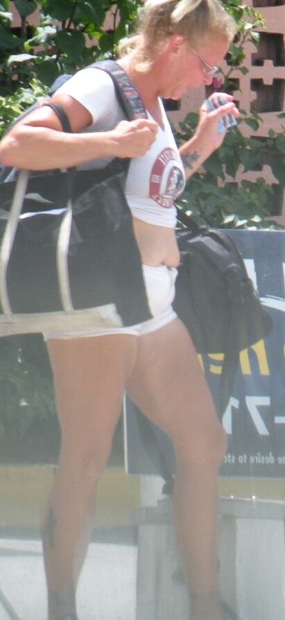 Tan FL skinny hooker in short shorts CUTE LITTLE POT BELLY Slut! 10 of 30 pics