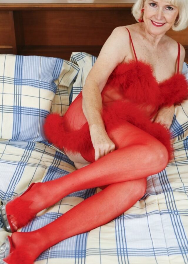 Gorgeous Mature Lola in Red Baby Doll 11 of 25 pics