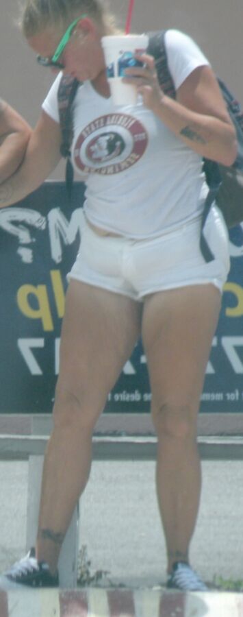 Tan FL skinny hooker in short shorts CUTE LITTLE POT BELLY Slut! 6 of 30 pics
