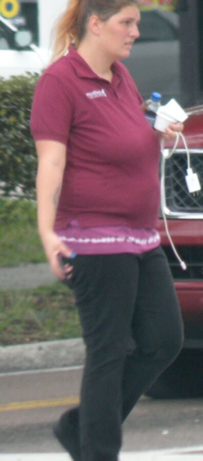 Chunky FL hotty with a tummy overhang FUTURE BBW red shirt 6 of 12 pics