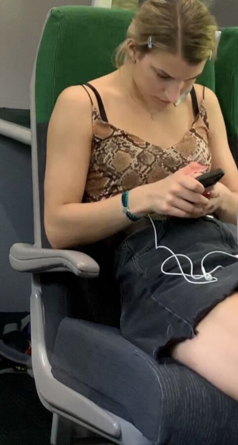 Tight Skirt Blonde on Train 7 of 34 pics