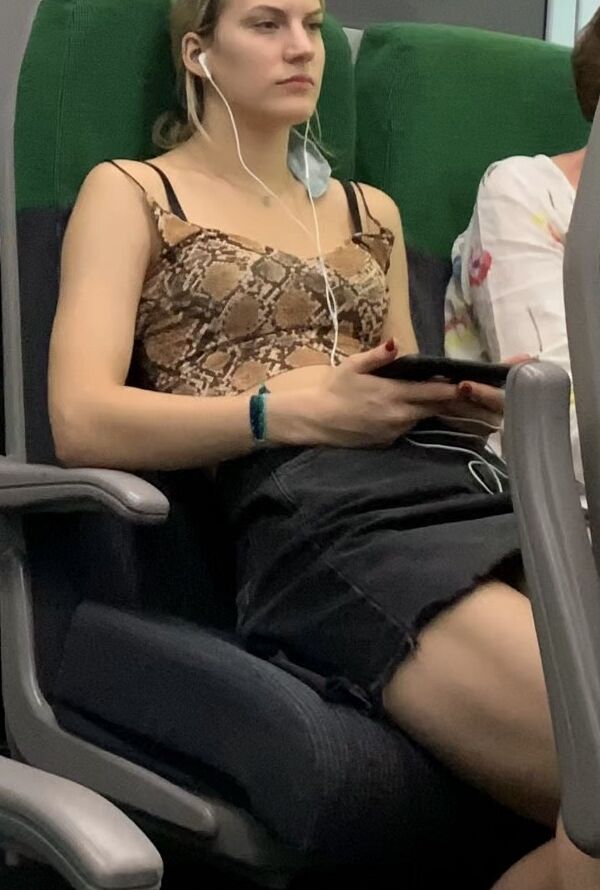 Tight Skirt Blonde on Train 15 of 34 pics