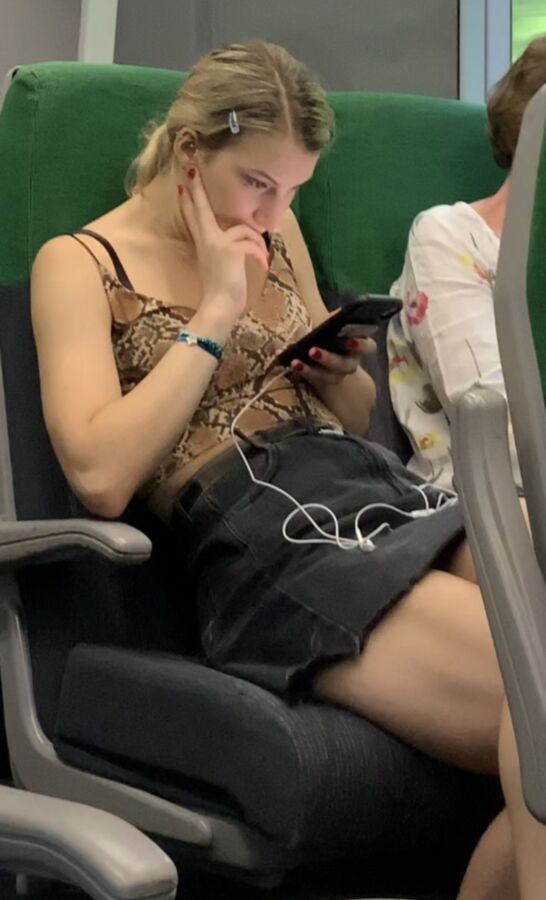 Tight Skirt Blonde on Train 13 of 34 pics