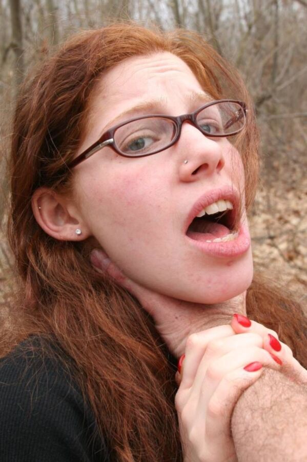 Hot redhead Stacie tied up in the woods  4 of 33 pics