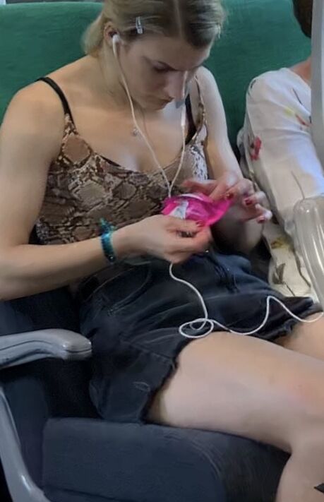 Tight Skirt Blonde on Train 24 of 34 pics