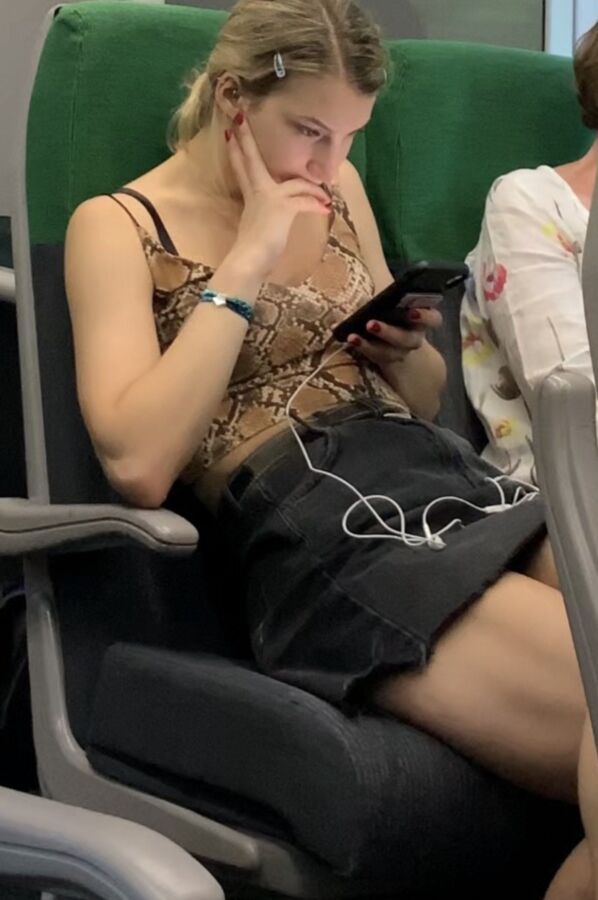 Tight Skirt Blonde on Train 22 of 34 pics