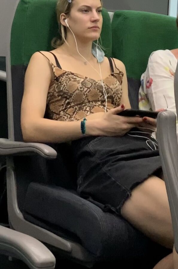 Tight Skirt Blonde on Train 14 of 34 pics