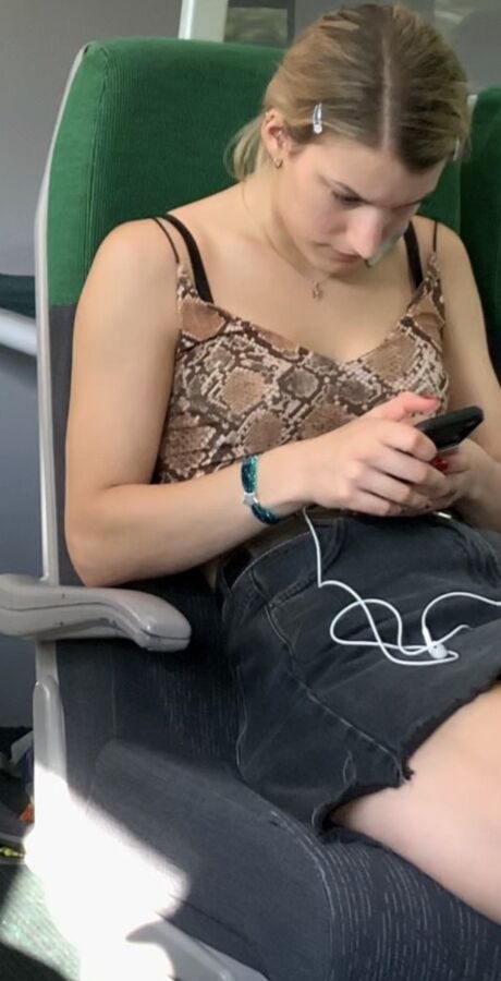 Tight Skirt Blonde on Train 8 of 34 pics