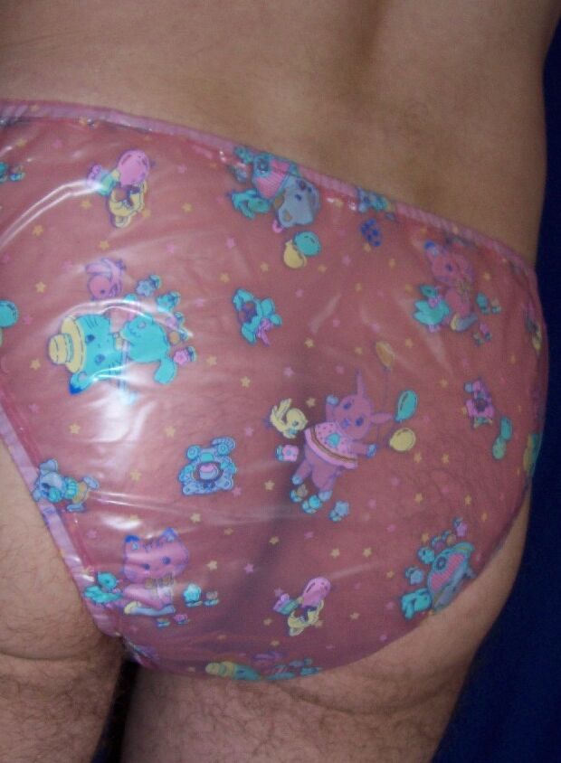 me in pink plastic panties 2 of 5 pics