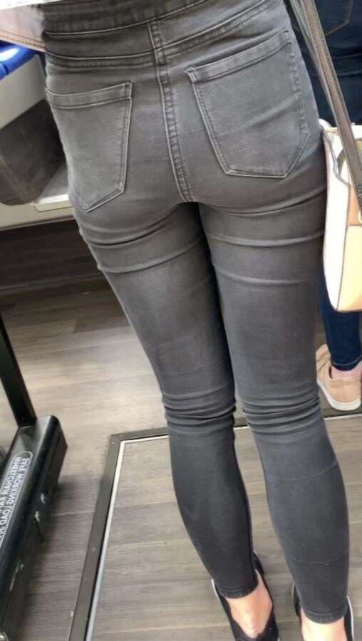 UK classic high waist jeans on teen with firm ass 3 of 51 pics