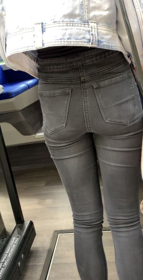 UK classic high waist jeans on teen with firm ass 2 of 51 pics