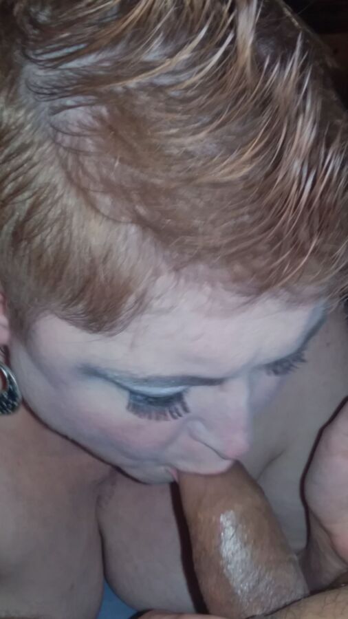 My Wife w/ Her Sexy Mohawk Smoking & Sucking My Uncut Cock! 16 of 30 pics