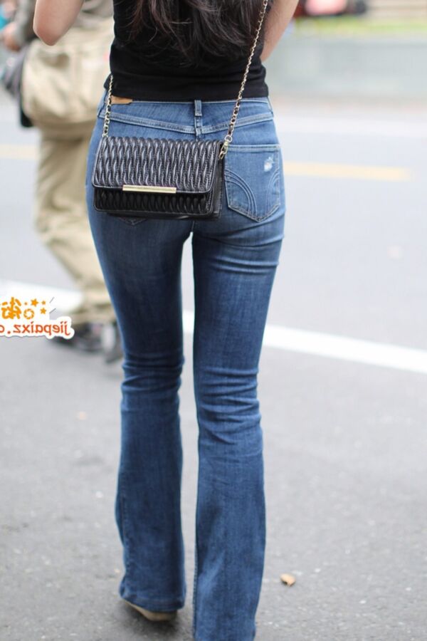 Tempting tight jeans on that Asian round ass 10 of 18 pics