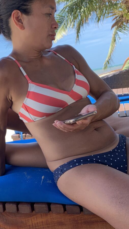 Slut Asian MILF at the beach 4 of 11 pics