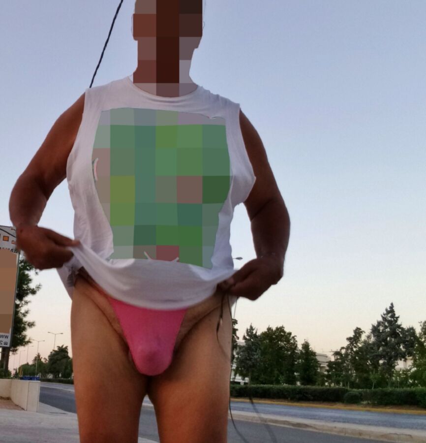 Outdoors in the streets undresing with panties 1 of 27 pics