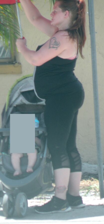 SUPER Big Belly redhead in TIGHT black outfit Pregnant bbw THICK 3 of 22 pics