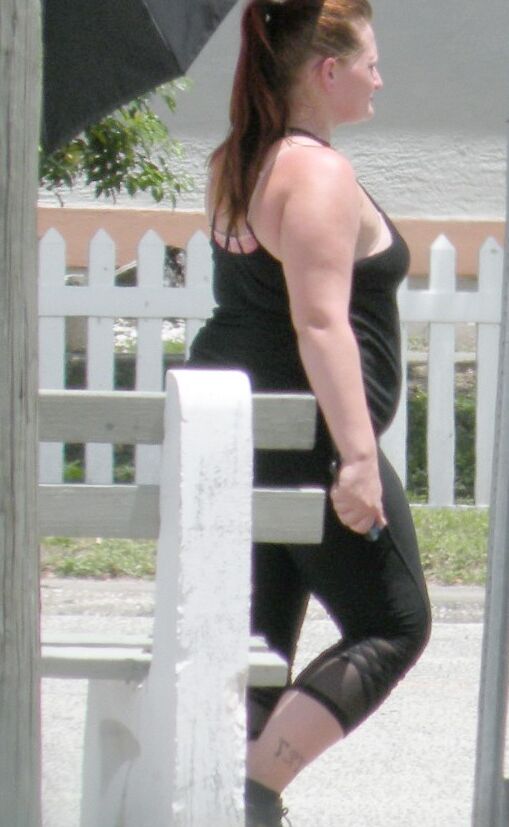 SUPER Big Belly redhead in TIGHT black outfit Pregnant bbw THICK 21 of 22 pics
