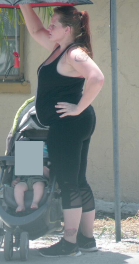 SUPER Big Belly redhead in TIGHT black outfit Pregnant bbw THICK 4 of 22 pics