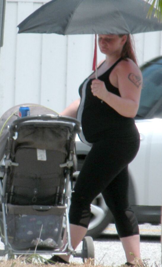 SUPER Big Belly redhead in TIGHT black outfit Pregnant bbw THICK 17 of 22 pics