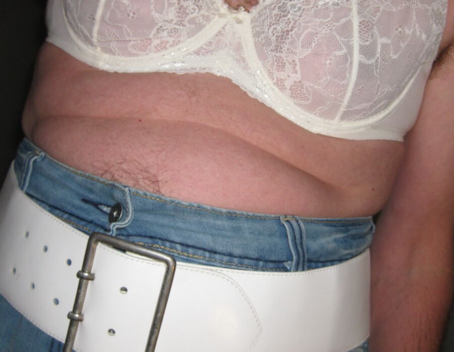 Me sissy denim skirt and wide belt, lingerie 10 of 29 pics