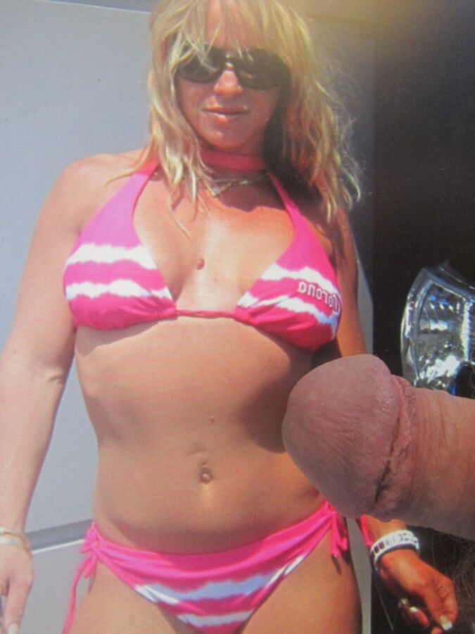 Melanie Pink String Bikini Cock & Cum Tribute 13 of 15 pics