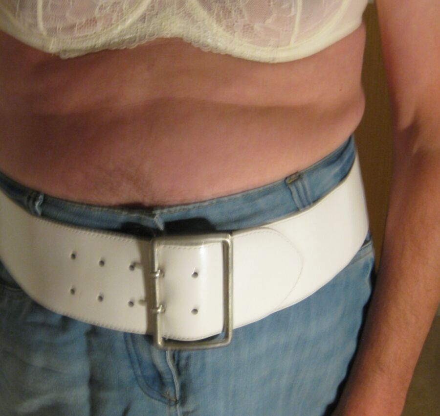 Me sissy denim skirt and wide belt, lingerie 3 of 29 pics