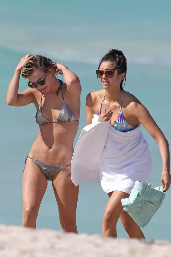 Julianne Hough and Nina Dobrev in Bikini on the Beach in Miami 2 of 28 pics