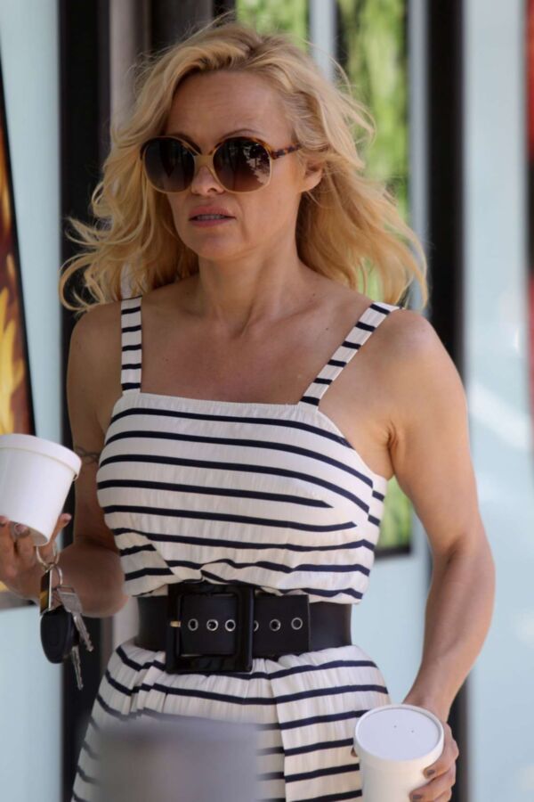 Pamela Anderson at Cafe Luxxe in Santa Monica 1 of 8 pics