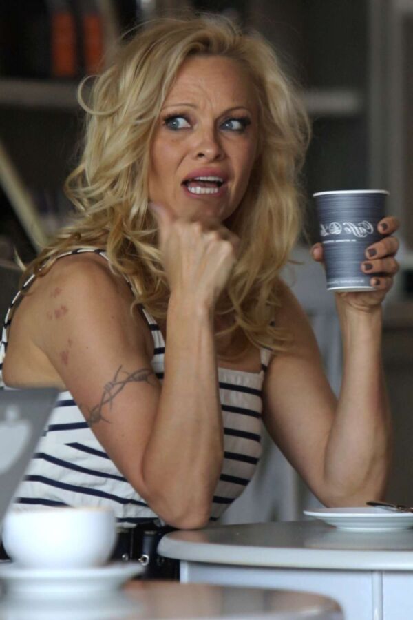 Pamela Anderson at Cafe Luxxe in Santa Monica 7 of 8 pics