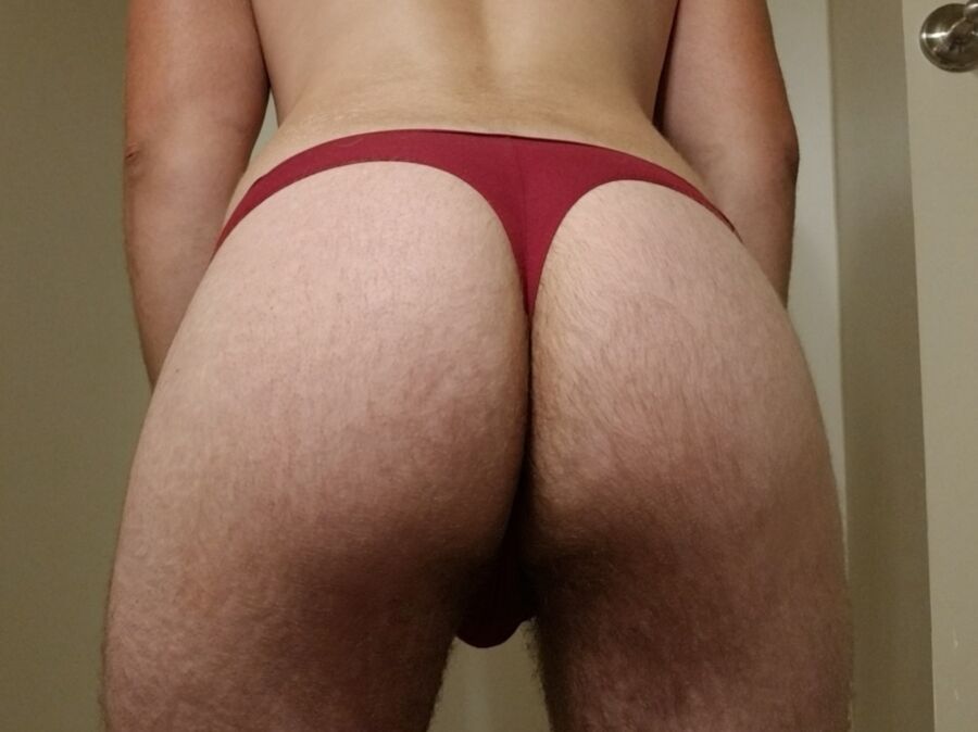 Sissy poses in red panties 5 of 16 pics