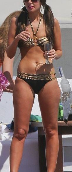 Tulisa Contostavlos in a Black and Gold Zebra Bikini in Marbella 2 of 15 pics