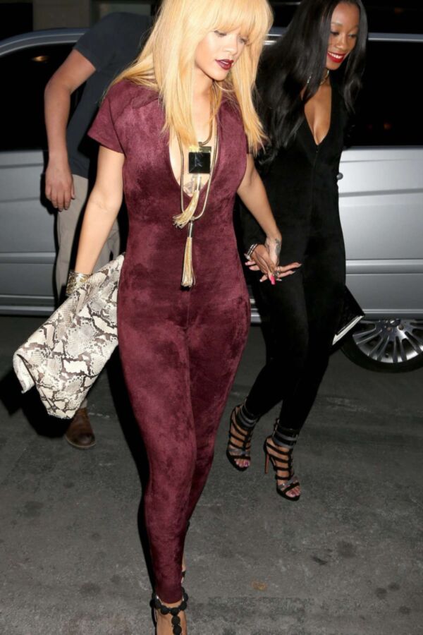 Rihanna Out and About in Paris in Red Skintight Catsuit 4 of 7 pics