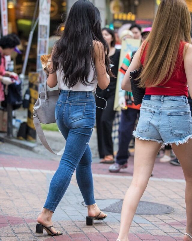 Panties blonde watching asian