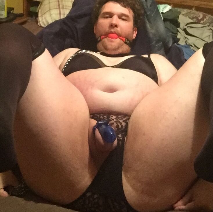 Fat pathetic sissy pig in black stockings exposed! 13 of 17 pics