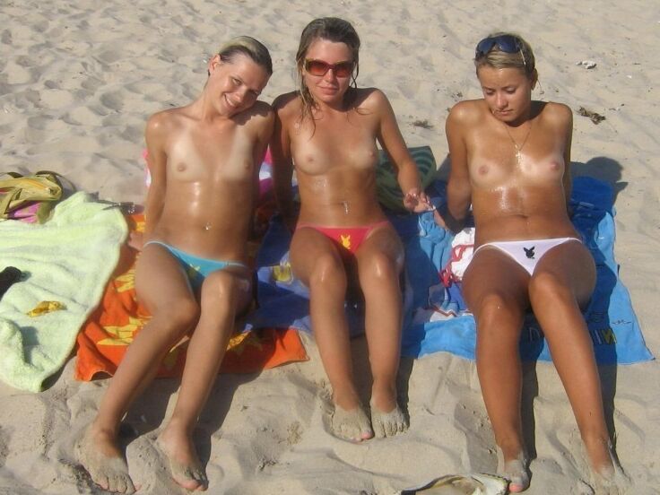 Topless Group Pics at Beach 5 of 82 pics