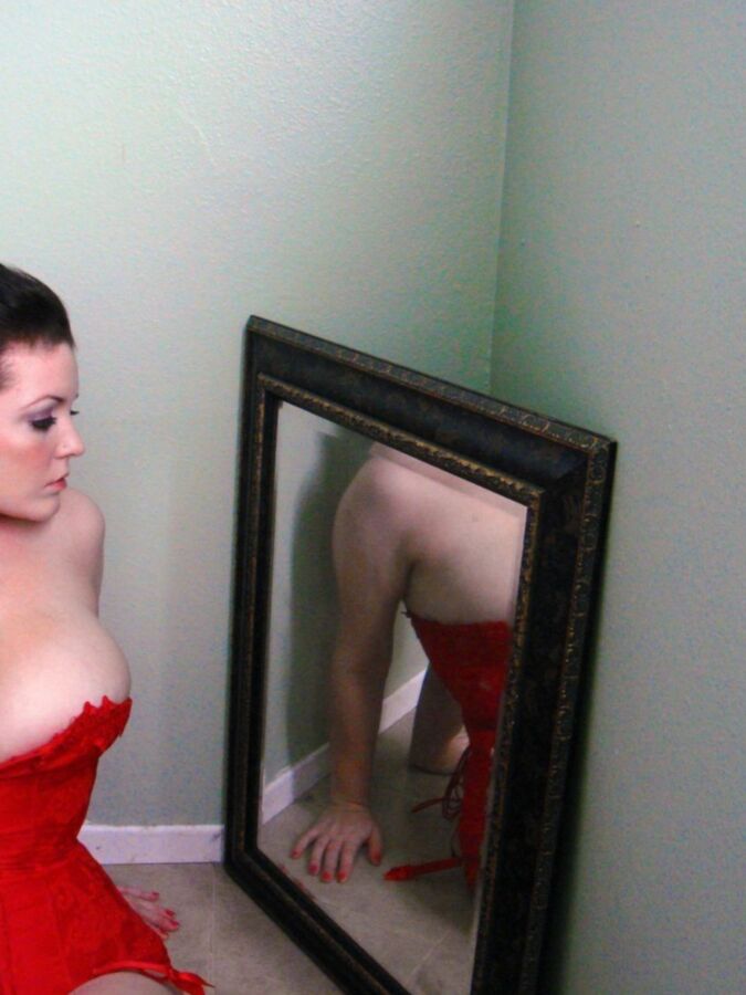 Busty Winter - Red Corset 5 of 32 pics