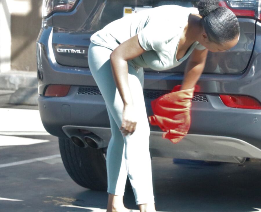 Black Milf Washing Car w/ Bending Over and DB 6 of 6 pics