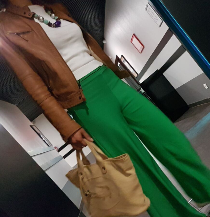 Fatima B. English teacher - green pants VPL (candid) 4 of 12 pics
