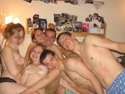 Probably drunk amateur teens stripping a photo