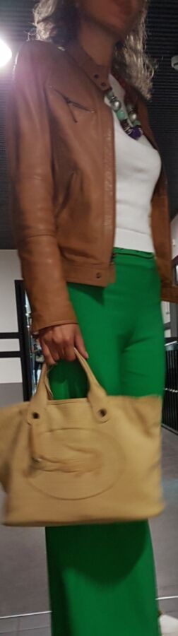 Fatima B. English teacher - green pants VPL (candid) 3 of 12 pics